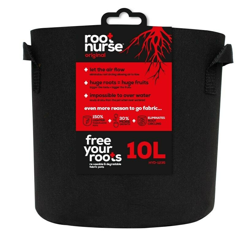 Root Nurse Fabric Round Plant Pots Black 10l 10x