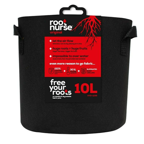 Root Nurse Fabric Round Plant Pots Black 10l 10x